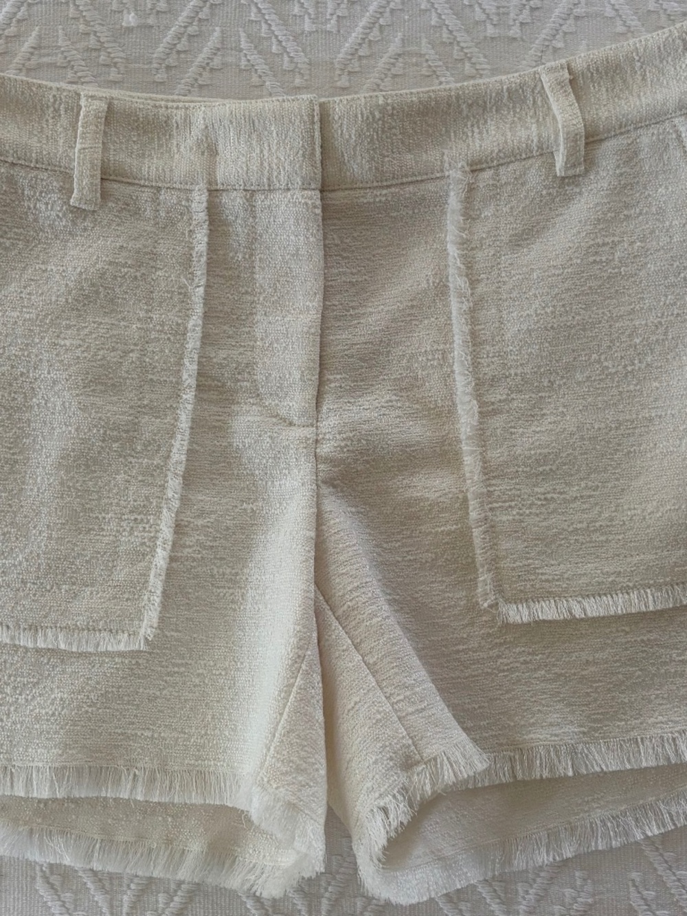 Ivory Shorts with Fringe Detail
